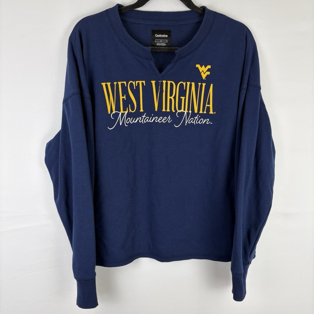 West Virginia Mountaineers Sweatshirt L Captivating NCAA Crewneck Cut V Neck